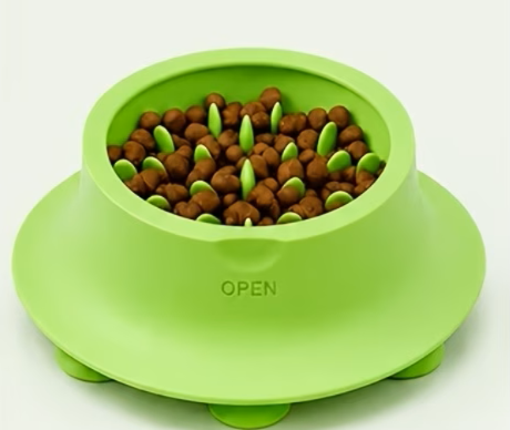 The Routine Bowl used as a regular dog bowl with the textured lid removed